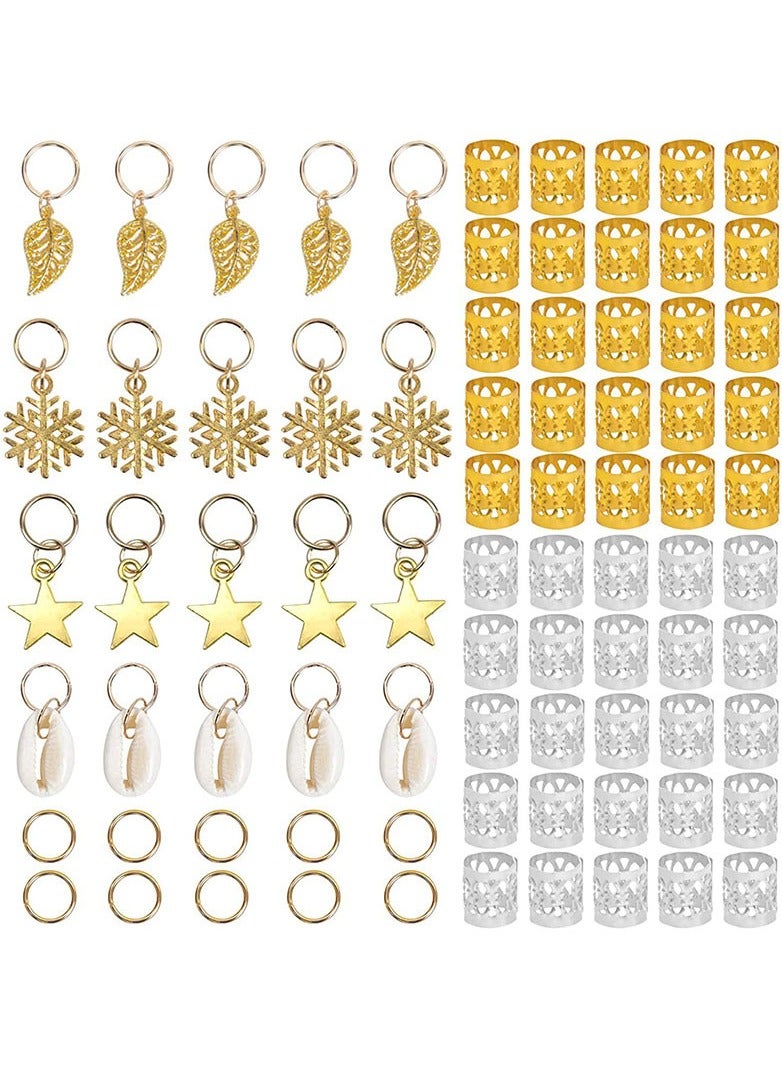 RATSAW 80 Pieces Hair Braid Rings Metal Hair Cuffs Copper Hair Dreadlocks and Pendant Charms Hair Clip Headband Accessories Gold and silver - Image 1