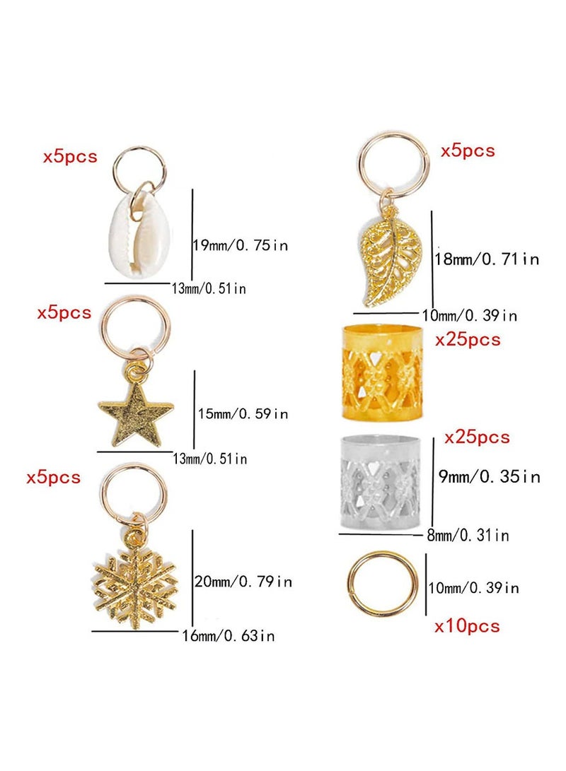 RATSAW 80 Pieces Hair Braid Rings Metal Hair Cuffs Copper Hair Dreadlocks and Pendant Charms Hair Clip Headband Accessories Gold and silver - Image 4