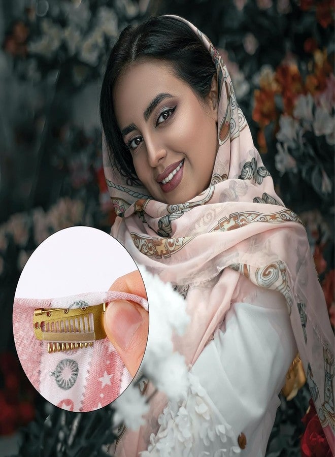 مجموعة مشابك أدورنش المكونة من 6 قطع من مشابك الشوني دوباتا مع دبوس أمان، مشبك شعر قوي ذو 10 أسنان لتثبيت الشوني، مشابك تثبيت لوصلات الشعر النسائية (ذهبي، معدني) - Image 5