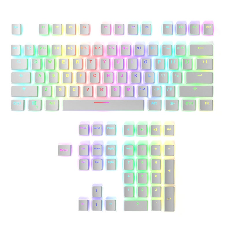 PBT Pudding Key Caps 108 Keys PBT Thickened Two-color Key Cap Set OEM Height for Mechanical Keyboard White(Only Keycaps) - Image 1