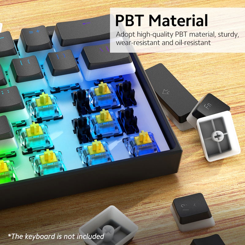 PBT Pudding Key Caps 108 Keys PBT Thickened Two-color Key Cap Set OEM Height for Mechanical Keyboard White(Only Keycaps) - Image 4