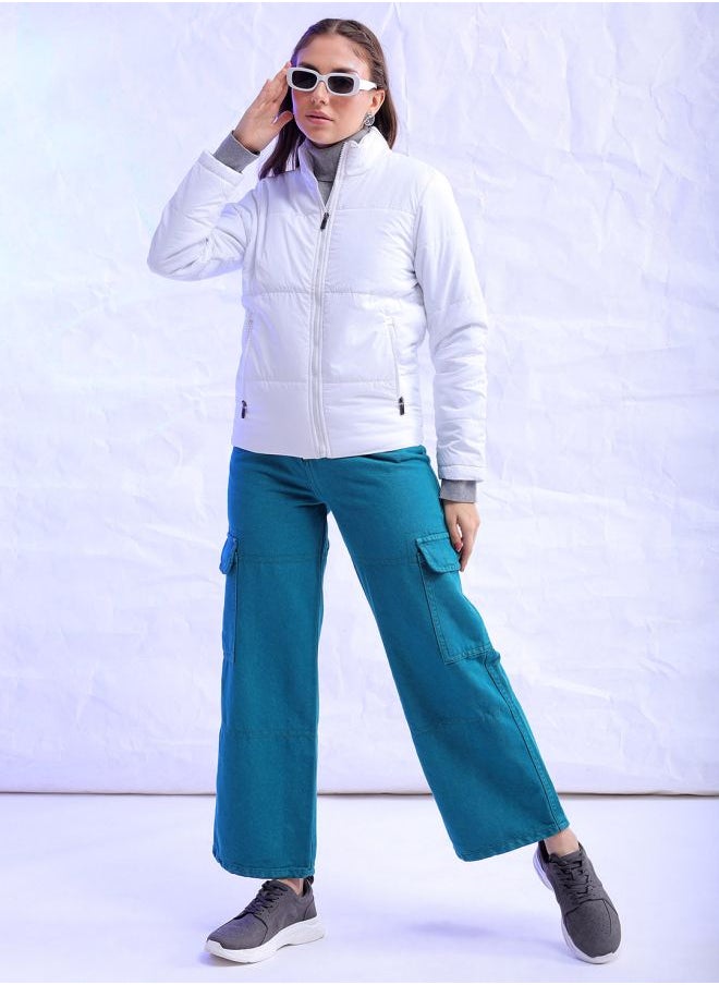 Freehand - Women Slim Fit Solid Puffer Jacket - Image 1