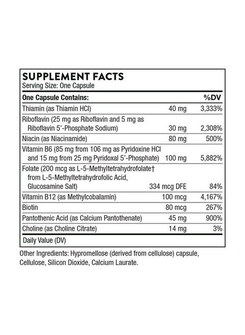 Thorne B-Complex #6 - Vitamin B Complex with Active Forms of Essential B Vitamins and Extra B6-60 Capsules