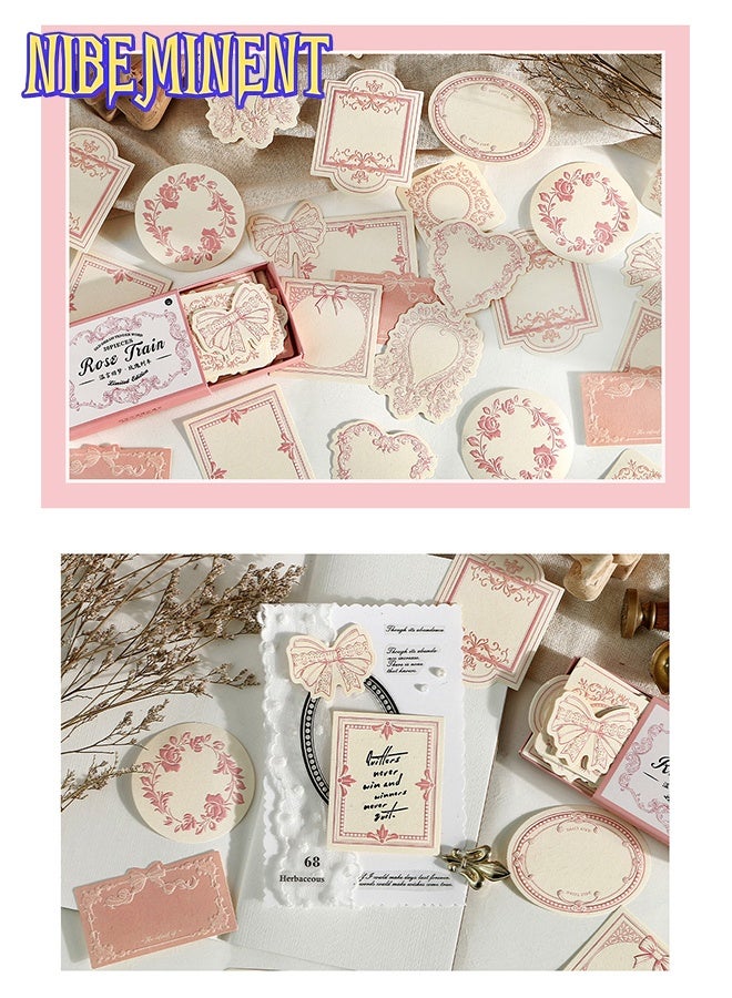 NIBEMINENT 30 Pcs Vintage Pink Lace Edge Scrapbook Paper Set, Embossed Floral Journaling Stationery Kit, Aesthetic Decorative Writing Paper, Retro Craft Material for Cardmaking, Scrapbooking, and DIY Gifts, Greeting Cards（Pink） - Image 5