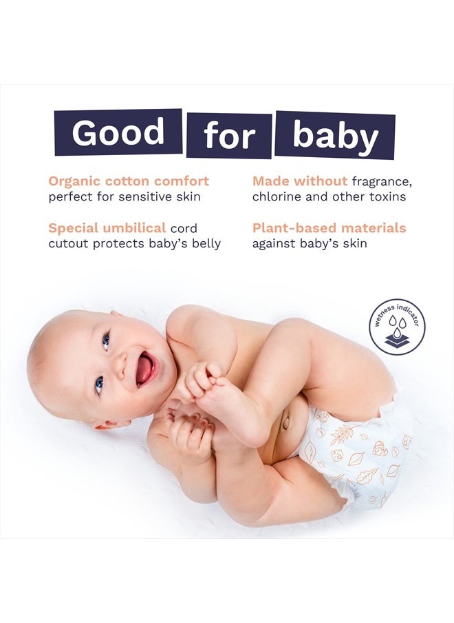 Pura - Size 1 Eco-Friendly Diapers (4-11lbs) Hypoallergenic, Soft Organic Cotton Comfort, Sustainable, Wetness Indicator, Allergy UK Certified. Newborn 1 Pack of 32 Baby Diapers - Image 1