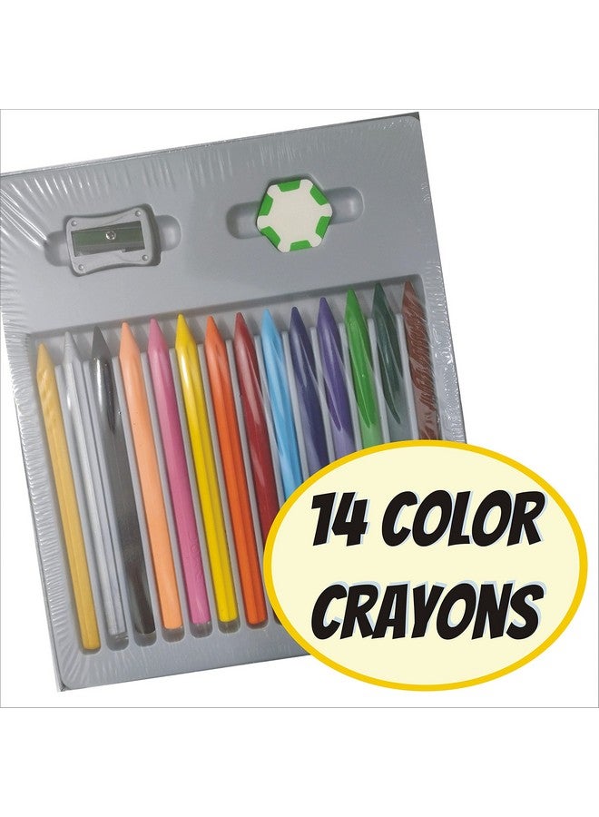 PADMA Plastic Wax Crayons Colors Set 14 Shade Kit For Kids With Drawing|Colouring&Activity Book For Girls And Boys Under 2 Year Old (Kids Plastic Crayons|Alphabet Coloring Book)|Multicolor - Image 2