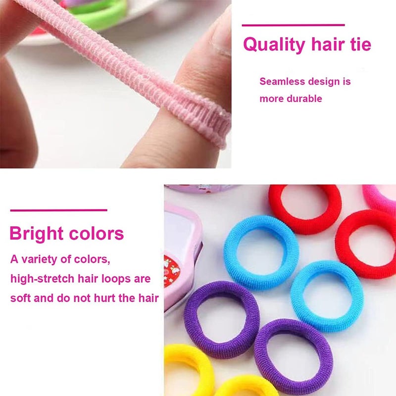 Manshui 200 Pieces Small Seamless Hair ties, Elastic Hair band, Ponytail Holders for Children and Little Girls’ Hair Accessory (Mixed Blue) - Image 3