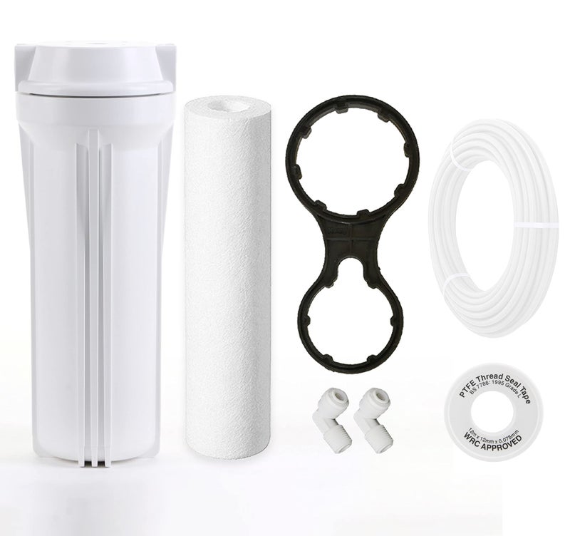 SHAPURE Pre Filter Set with Taflone/Wrench/Pipe for RO Water Purifiers compatible with aquagrand aquafresh livpure and all domestic and commercial Ro (White) - Image 1