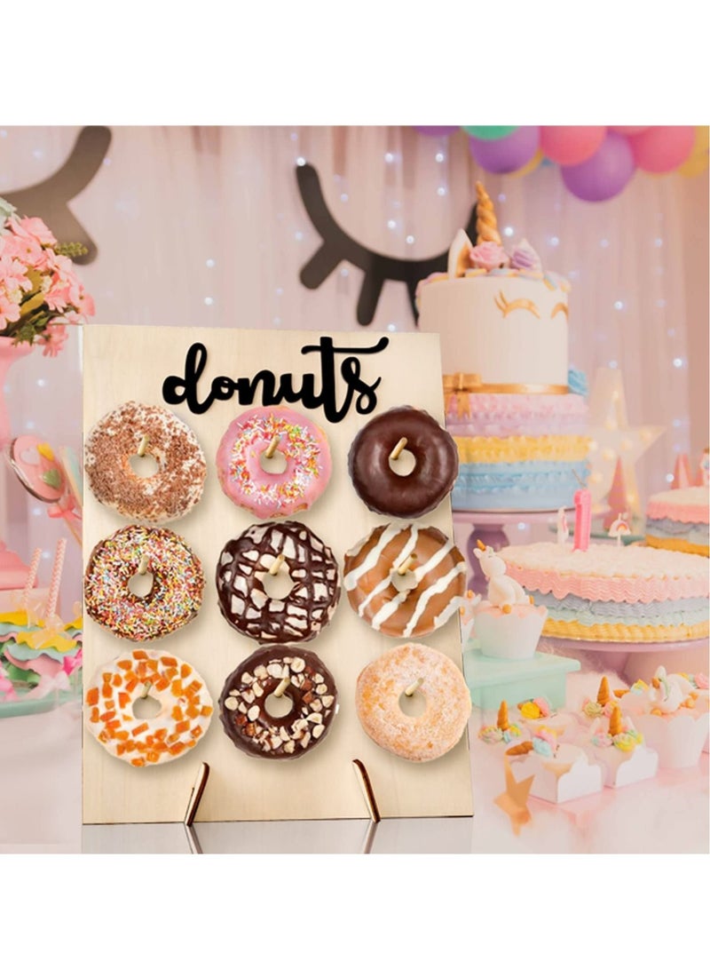 Captaintech Wood Donut Wall Display Stand Reusable Doughnuts Stands Board Holder Hold 9 Donuts - Image 1