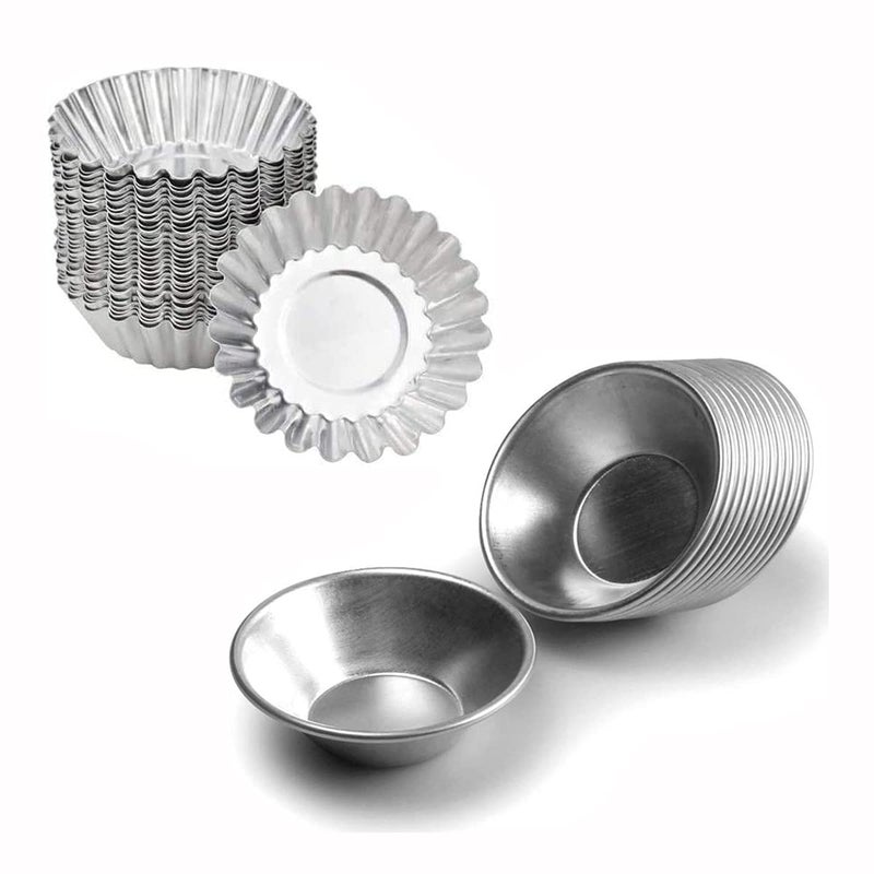 FRIGIIRE Egg Tart Molds Reusable NonStick Mini Tart Pan Pie Tins Cupcake Cake Baking CupsAluminium30 Pieces