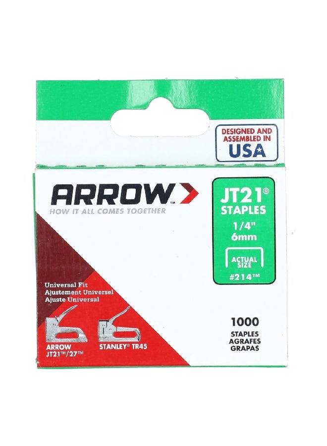 Arrow 1000-Piece Jt21 Staples Silver 6 mm 21424 - Image 1
