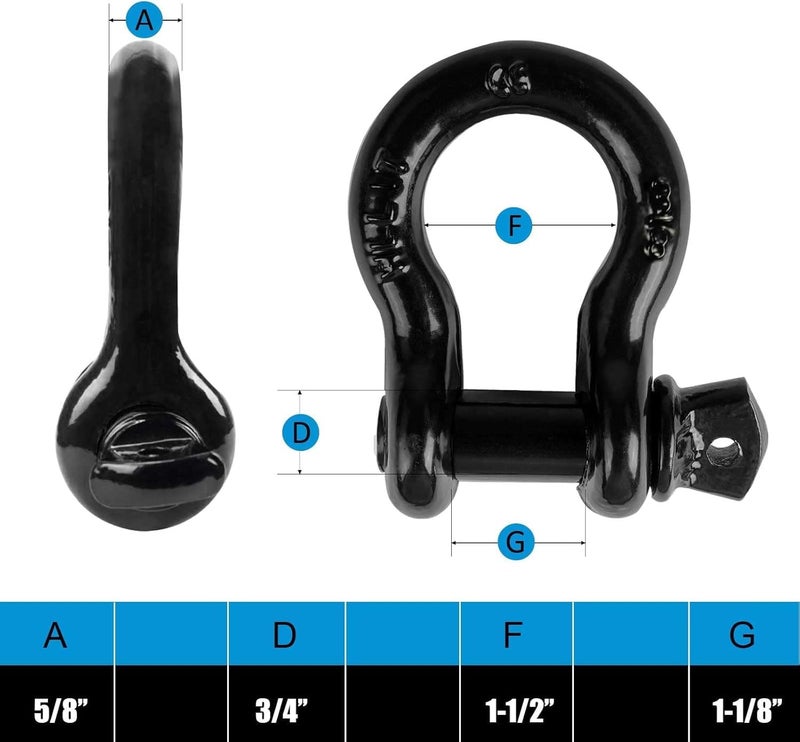 AYMMIC (10 Pack 5/8" D Ring Shackles, Heavy Duty D-Ring Shackle with Screw Pin Clevis, for Most Vehicles with D-Ring Mounts Such as Jeeps, ATV's, Trucks, Trailers - Image 2