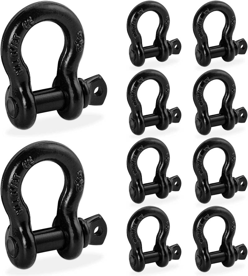 AYMMIC (10 Pack 5/8" D Ring Shackles, Heavy Duty D-Ring Shackle with Screw Pin Clevis, for Most Vehicles with D-Ring Mounts Such as Jeeps, ATV's, Trucks, Trailers - Image 1