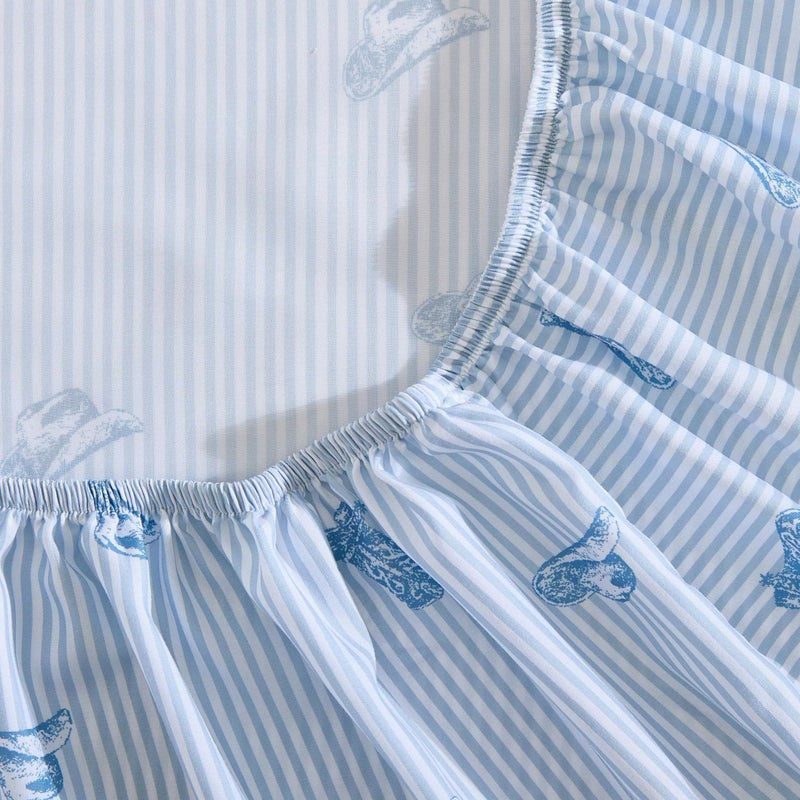 Wrangler - Sheet Set  Breathable & Wrinkle Resistant Bedding with Matching Pillowcase  Yellowstone Inspired  Fully Elasticized (Cowboy Pinstripe Blue  King) - Image 4