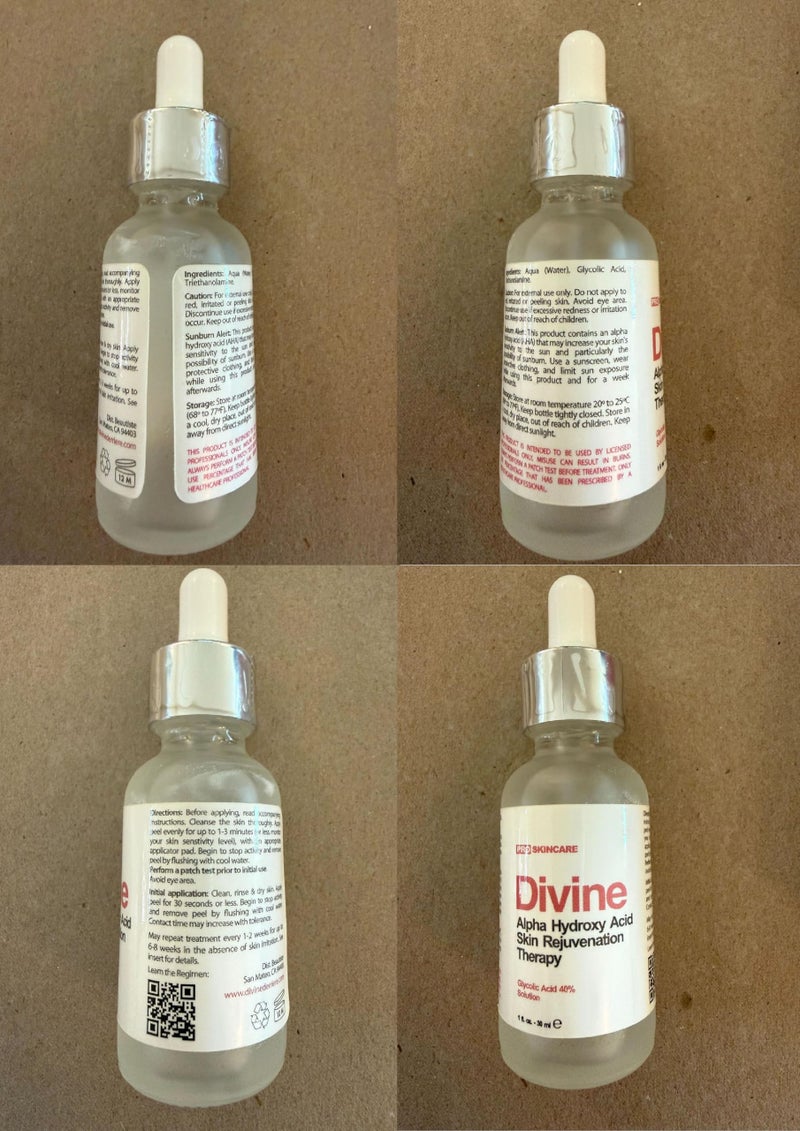 DIVINE DERRIERE Glycolic Acid Peel 40% Professional Chemical Peel for Face for Acne Scars, Collagen Boost, Wrinkles, Fine Lines - Alpha Hydroxy Acid Liquid Exfoliant for Face Peel Mask for Men & Women - Image 3