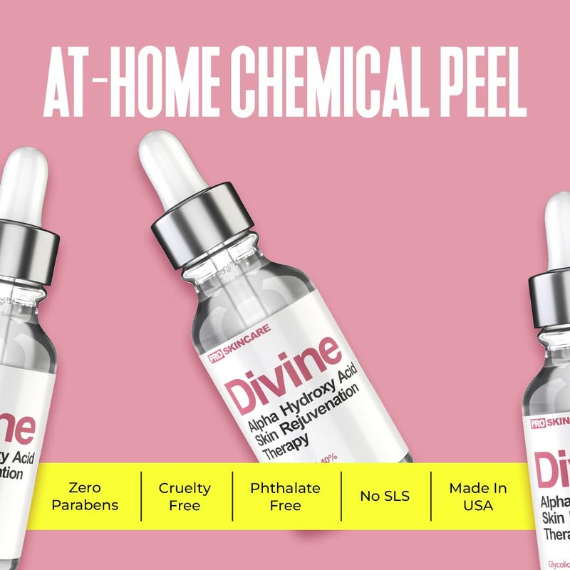 DIVINE DERRIERE Glycolic Acid Peel 40% Professional Chemical Peel for Face for Acne Scars, Collagen Boost, Wrinkles, Fine Lines - Alpha Hydroxy Acid Liquid Exfoliant for Face Peel Mask for Men & Women - Image 5