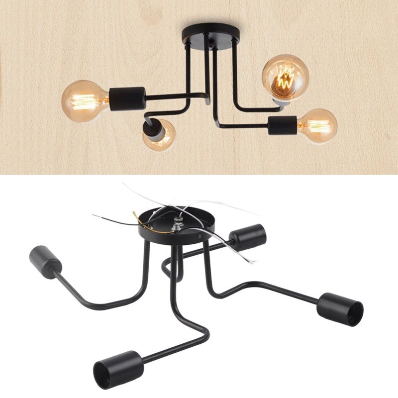 White 4 Light Iron Retro Pendant Light - Sturdy Durable Premium Metal Structure Vintage Pendant Light for Home Kitchen Cafe Bar Hallway Study - Image 4