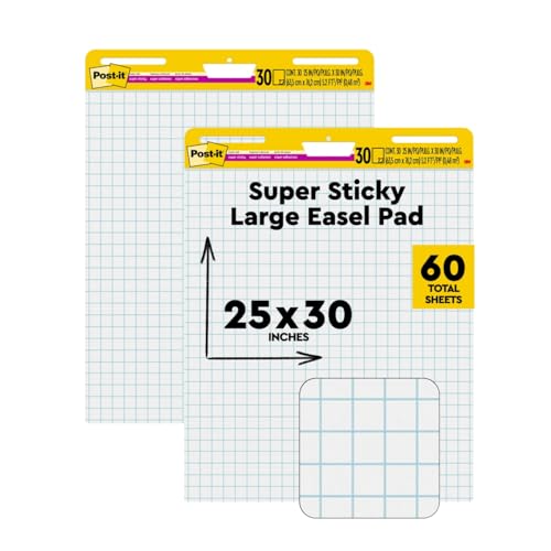 Post It Post-it Super Sticky Easel Pad 25 x 30 Inches 30 Sheets/Pad 2 Pads (560) Large White Grid Premium Self Stick Flip Chart Paper Super Sticking Power - Image 1