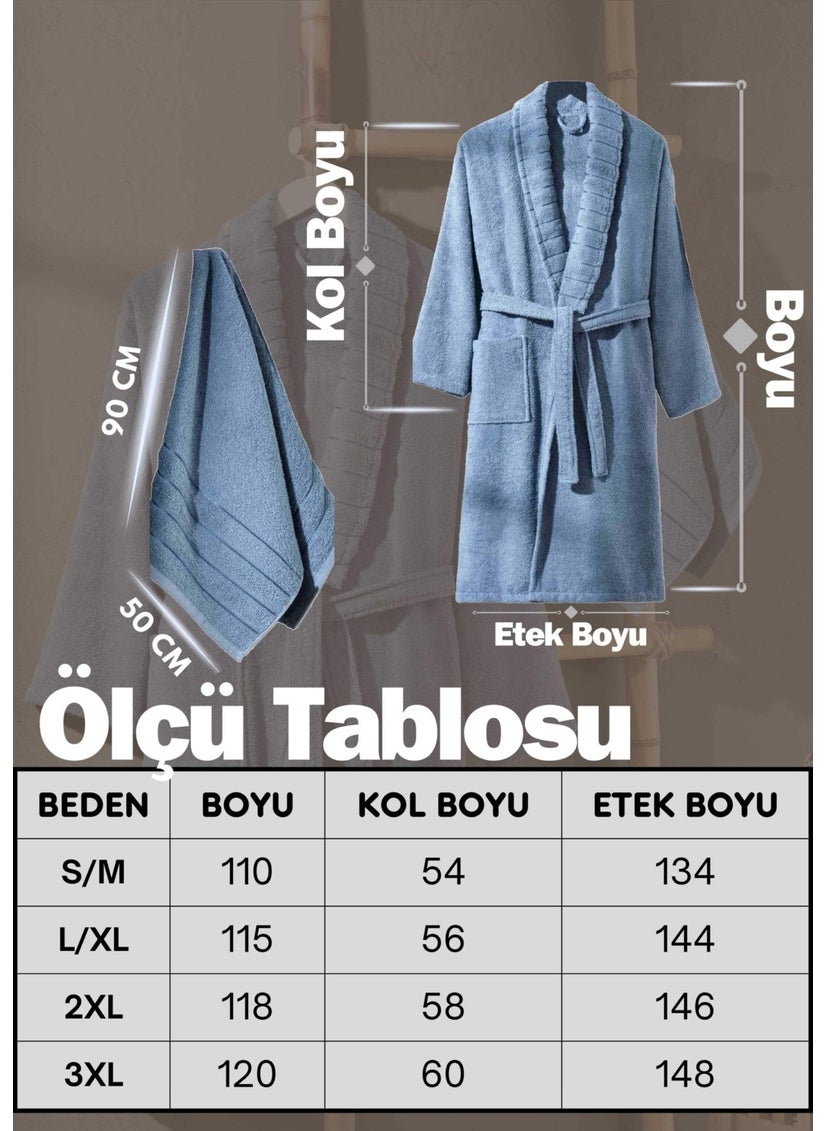 Aqualoom Luxury Men's Bathrobe and Towel Set Cotton Blue