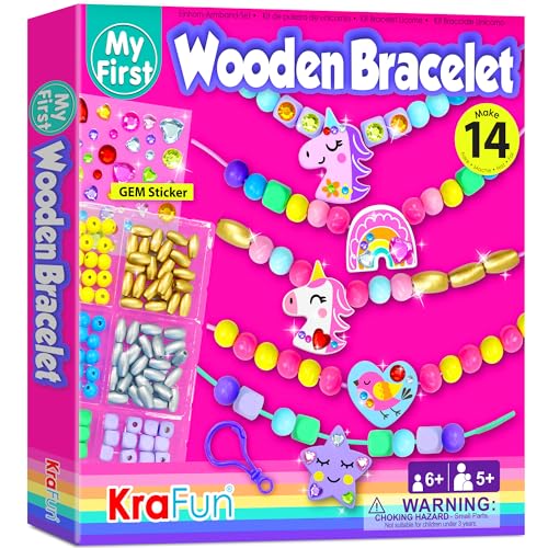 KRAFUN Unicorn DIY Bracelet Making Kit for Girls Arts and Crafts Jewelry Set with Charms Wooden Beads Friendship Threads Creative String Braiding Beading Activity for Kids Ages 512 - Image 1
