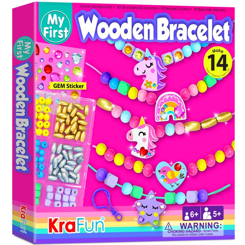 KRAFUN Unicorn DIY Bracelet Making Kit for Girls Arts and Crafts Jewelry Set with Charms Wooden Beads Friendship Threads Creative String Braiding Beading Activity for Kids Ages 512 - Image 2
