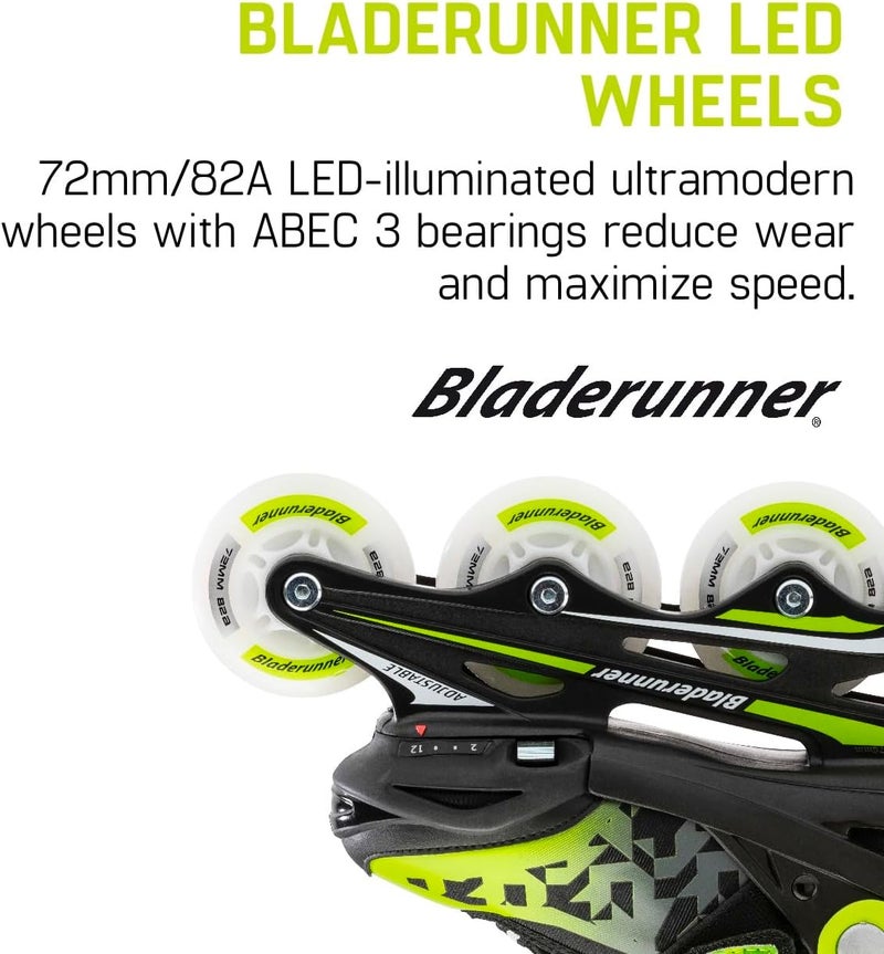 ROLLERBLADE Bladerunner by Phoenix Flash Kid's Adjustable Fitness Inline Skate, Black/Green - Image 5