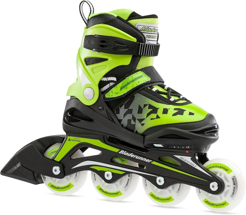 ROLLERBLADE Bladerunner by Phoenix Flash Kid's Adjustable Fitness Inline Skate, Black/Green - Image 1