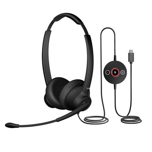 Cyber Acoustics USB-C Wired Headset with Microphone for PC (AC-304C), Wired Headset with Noise Cancelling Mic for Work, Calls & Remote Meetings, Black - Image 1