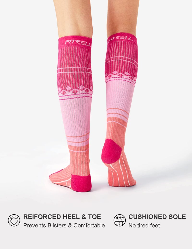 FITRELL 3 Pairs Compression Socks for Women and Men 15-20mmHg- Support Socks for Travel, Running, Nurse, Knee High, Pink+Purple+Blue S/M - Image 5