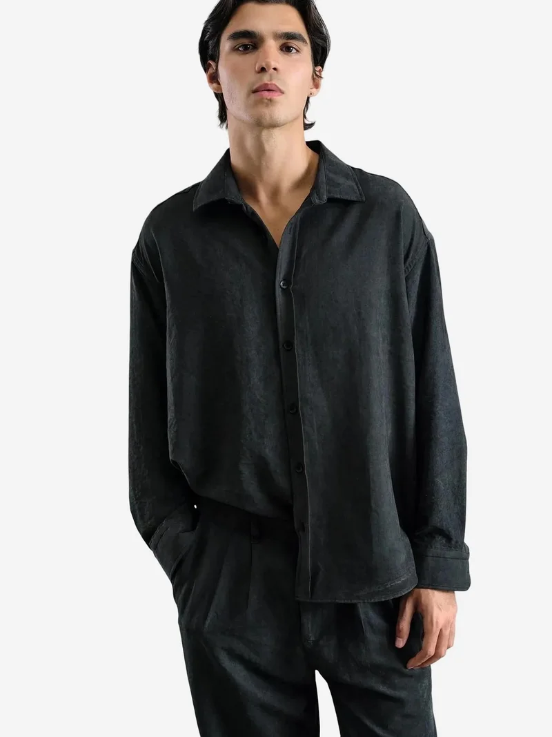 Giesto Black GIESTO Regular Fit Long Sleeve Button-Up Shirt for Men | Best Price UAE