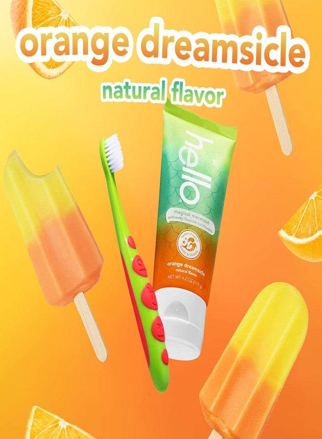 hello Mermaid Orange Dreamsicle Kids Fluoride Toothpaste, Natural Flavor, Ages 2+, No Artificial Sweeteners, No SLS, Gluten Free, Vegan,3 Pack, 4.2 oz Tubes - Image 3