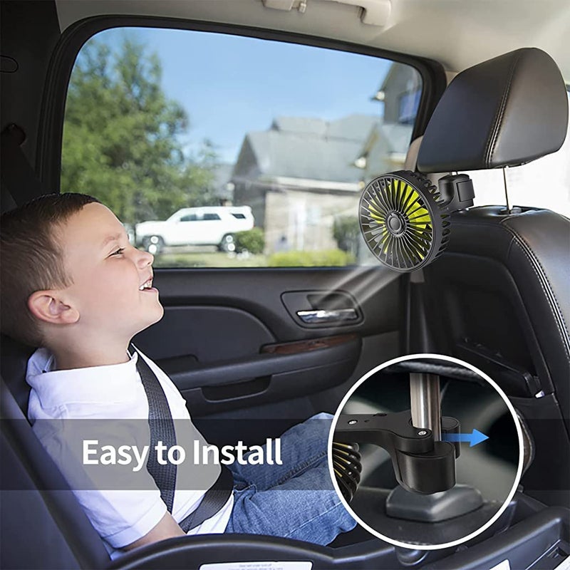 Verilux ® USB Fan for Car Back Seat,Headrest Mounted 5V USB Mini Fan with 3 Speed,Rotatable with Cable Switch Controller fan for Baby Back Seat Passengers Plug and Play - Image 5