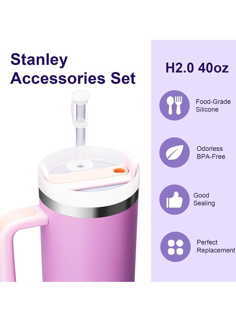 ToolHouse 2-Pack Stanley Cup Lid Replacement Leak-Proof and Splash-Proof Lid 40 oz Glass with Handle 6 Straws and 2 Cleaning Brushes One Set of Leak-Proof Stoppers Compatible with Stanley Cup 2.0 Version  - Image 2