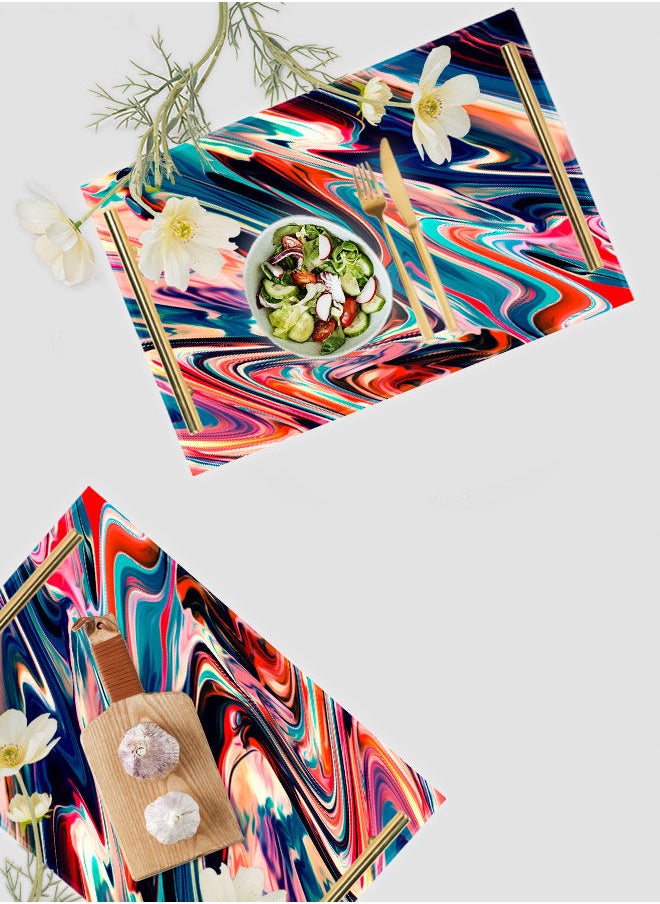 LOWHA Decorative Acrylic Serving Tray with Gold Color Metal Handles Watercolor Draw 20x30cm  - Image 4