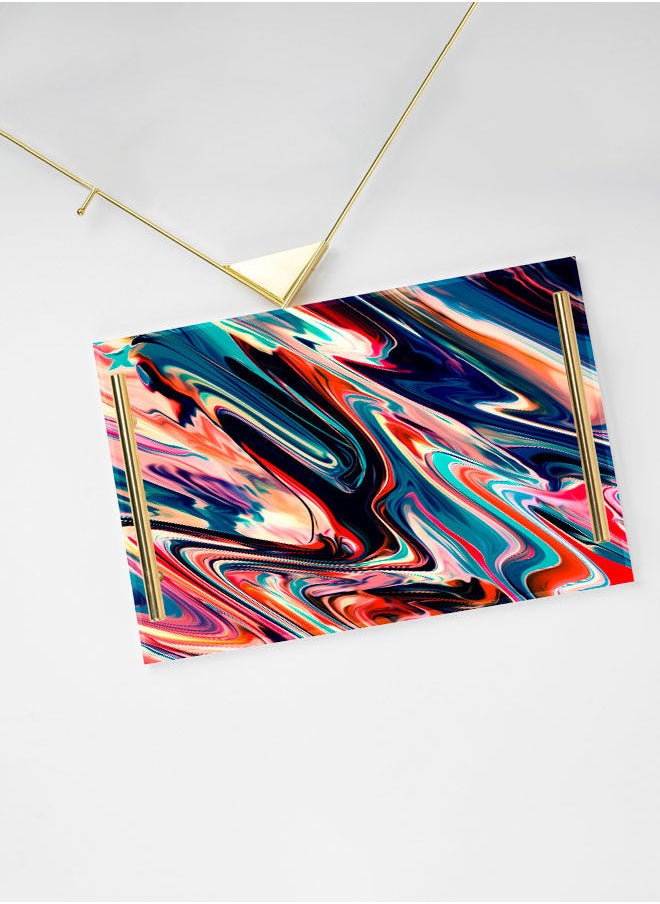 LOWHA Decorative Acrylic Serving Tray with Gold Color Metal Handles Watercolor Draw 20x30cm  - Image 3
