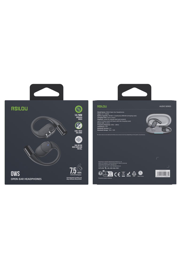 ارسيلو سماعات أذن بلوتوث لاسلكية R3022-001 OWS، عمر بطارية أطول، شحن أسرع، سماعة أذن مفتوحة بالكامل، دون حجب الأذنين، مريحة للارتداء لفترة طويلة، وضعان، تبديل بحرية  - Image 4