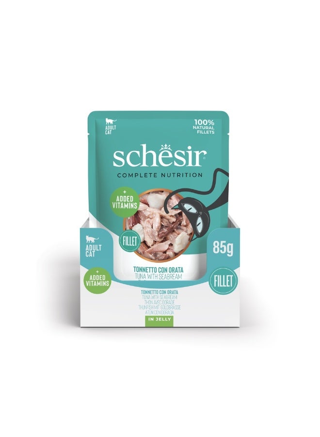 Schesir Complete & Balanced Nutrition Wet Cat Food in Jelly Pouch- Tuna With Seabreem 6x85g [6 Pouch] - Image 4