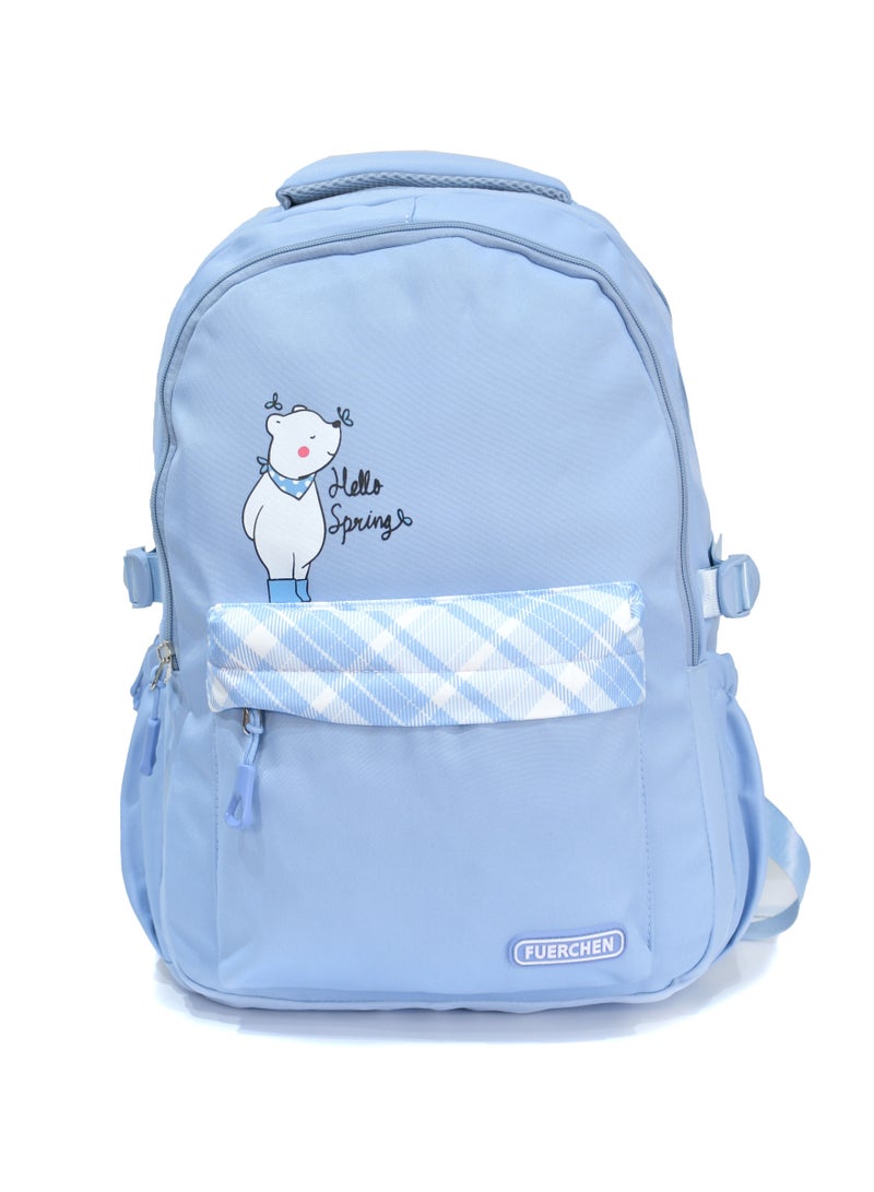 FUERCHEN High quality nylon school backpack for girls and boys, Blue - Image 2