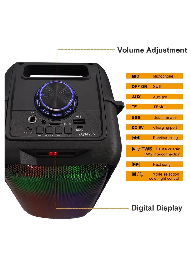 singe Portable 12 Inch Wireless Speaker ZQS4235 with Mic and Remote Control Black - Image 4