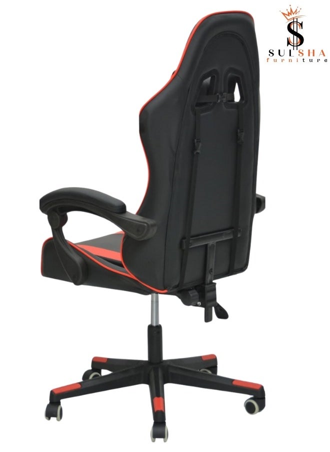 Soft Armrest Gaming Chair with high backrest and adjustable seat height Computer chair ergonomic design office chair red black