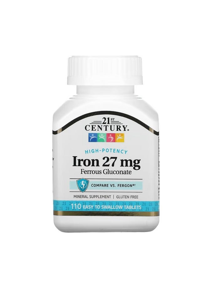 حديد عالي الفعالية، 27 ملجم، 110 قرصًا سهل البلع