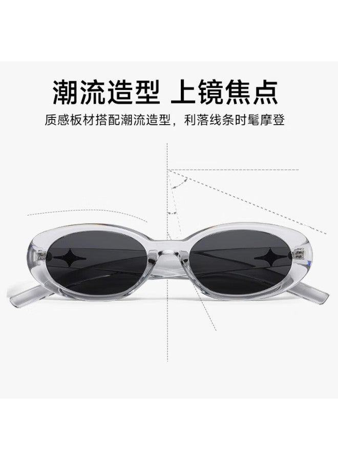 Boshide Sunglasses Cat Eye Sunglasses High-End Cat Eye Sunglasses For Women With Transparent Gray Frame And Black Gray Lenses - Image 3