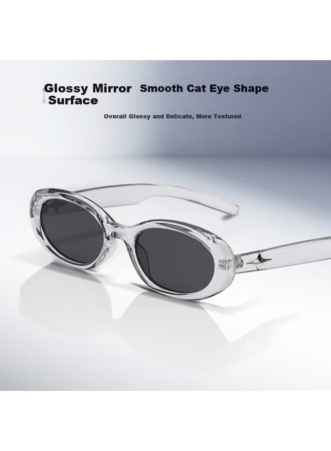 Boshide Sunglasses Cat Eye Sunglasses High-End Cat Eye Sunglasses For Women With Transparent Gray Frame And Black Gray Lenses - Image 4