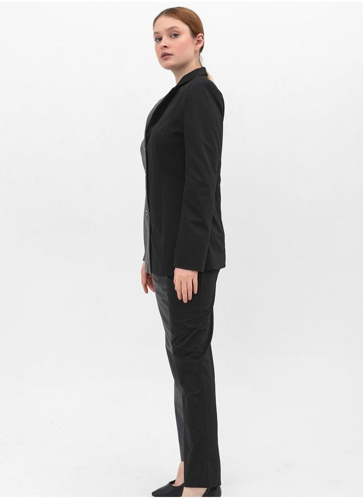 HYDRATION Hold on Suit Lining inside, Block Design Suit with a Dysfunctional Zipper at The Back - Elegant Gabardine Fabric Hold on Suit for Women, Grey & Black, Large