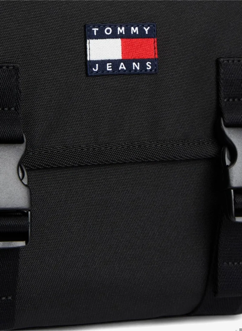 Tommy Jeans Black Essential Logo Crossbody Messenger Bag for Men | Best Price UAE