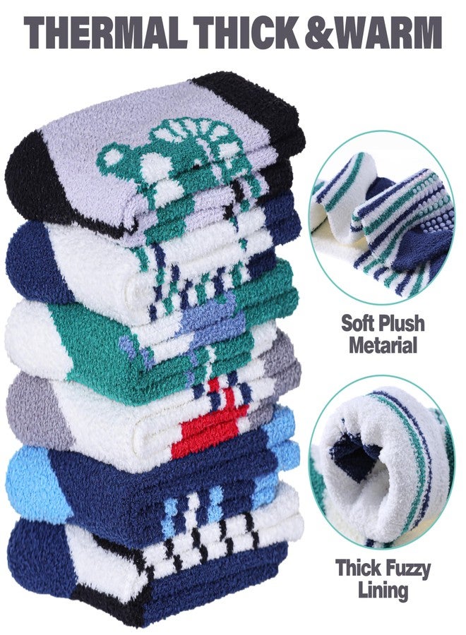 LINEMIN Kids Boys Toddlers Fuzzy Socks with Grips Cute Fun Animal Cozy Fluffy Winter Warm Non Slip Crew Socks 6 Pairs (4-7 Years, Dinosaur&Shark) - Image 5