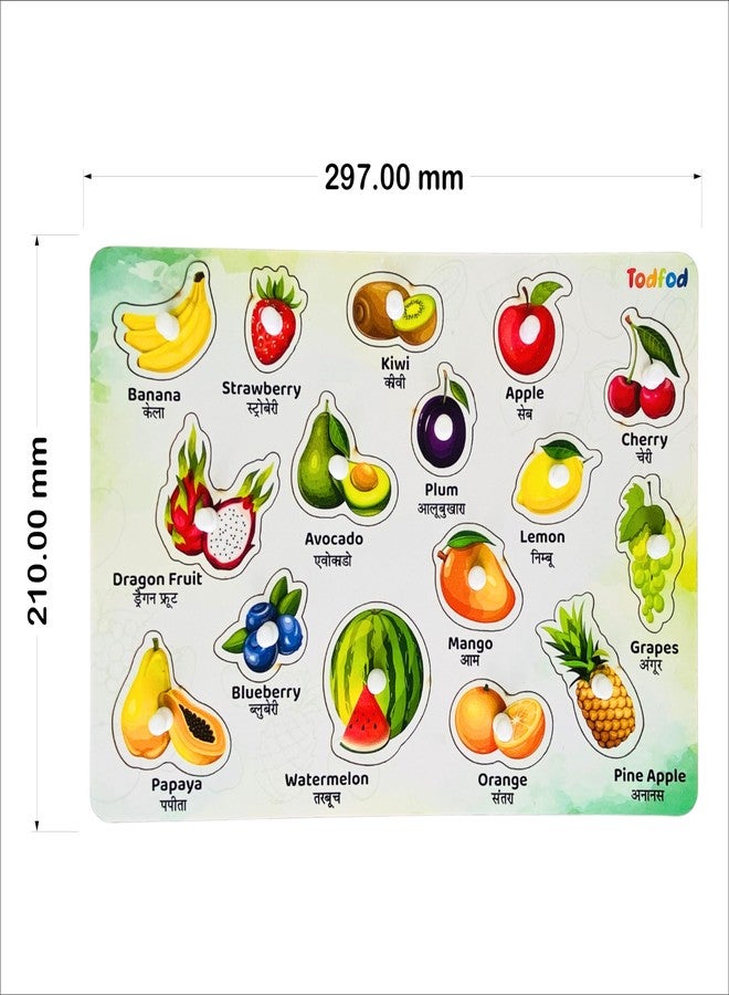 Todfod Kids Fort Pre Nursery Educational Jigsaw Puzzles for Kids & Childerns Educational and Learning Toys Kit Board Game of Flower, Fruits, Human Body Parts, Shapes & Colours (Fruit) - Image 3
