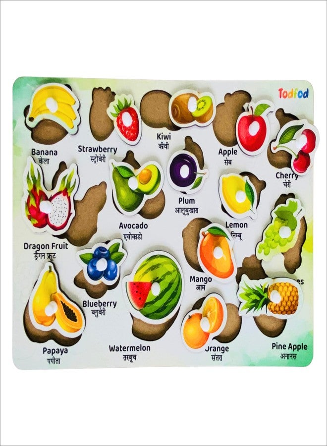 Todfod Kids Fort Pre Nursery Educational Jigsaw Puzzles for Kids & Childerns Educational and Learning Toys Kit Board Game of Flower, Fruits, Human Body Parts, Shapes & Colours (Fruit) - Image 1