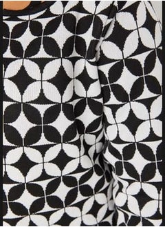 trendyol Black Geometric Pattern Tie Detailed Knitwear Blouse & Cardigan Suit TBBAW23AV00093  - Image 3