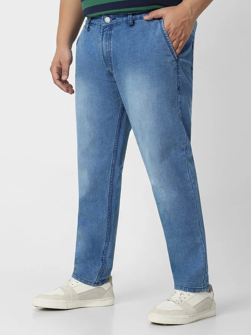 Urbano Fashion  Urbano Plus Men's Light Blue Regular Fit Denim Jeans Stretchable  | Best Price UAE